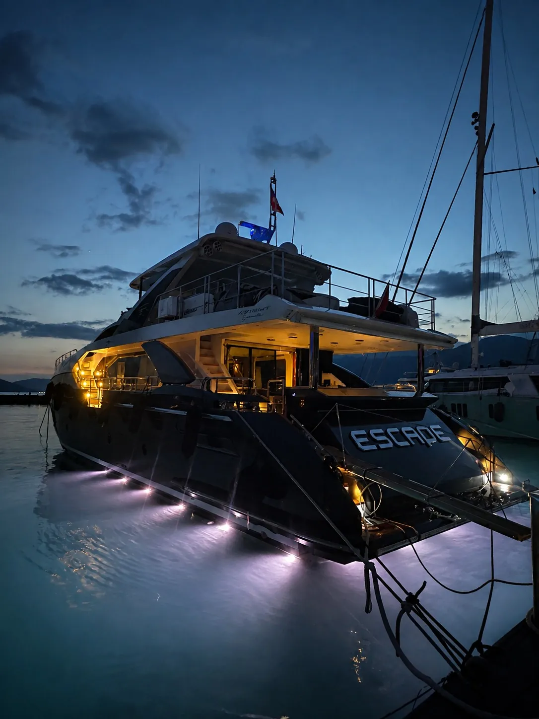 Stern lights at night