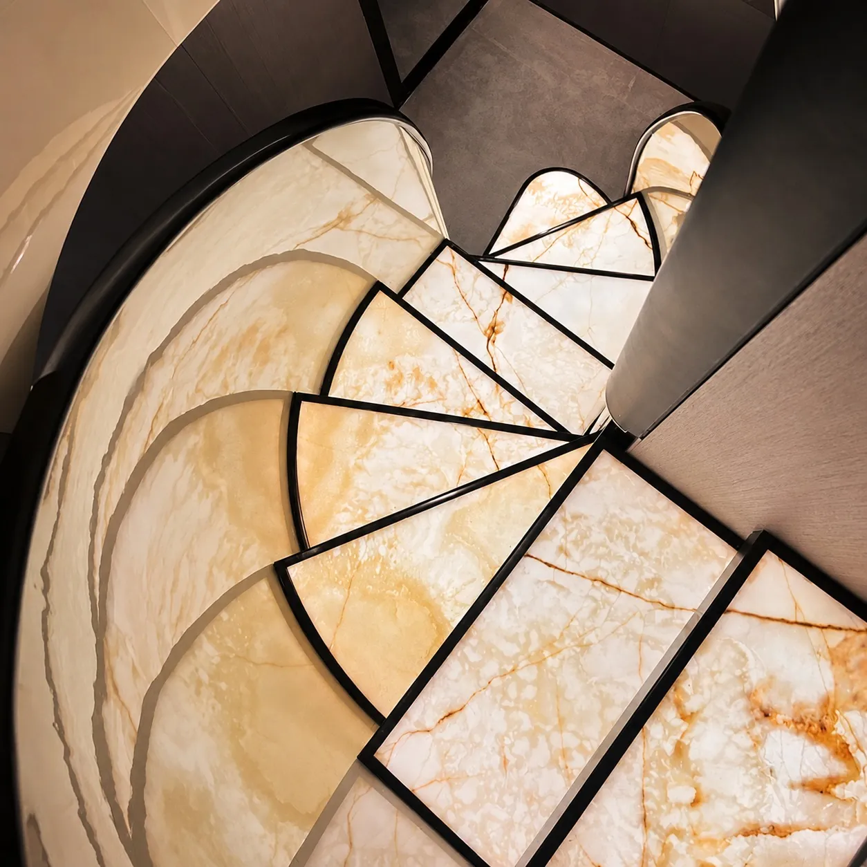 Backlit onyx staircase