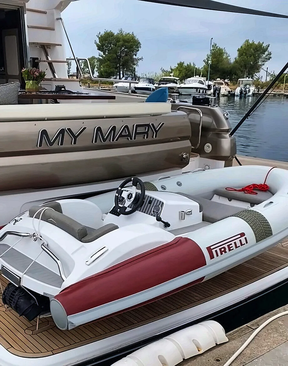 Pirelli jet tender on the swim platform