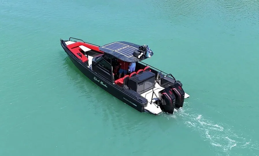 Aerial view under way