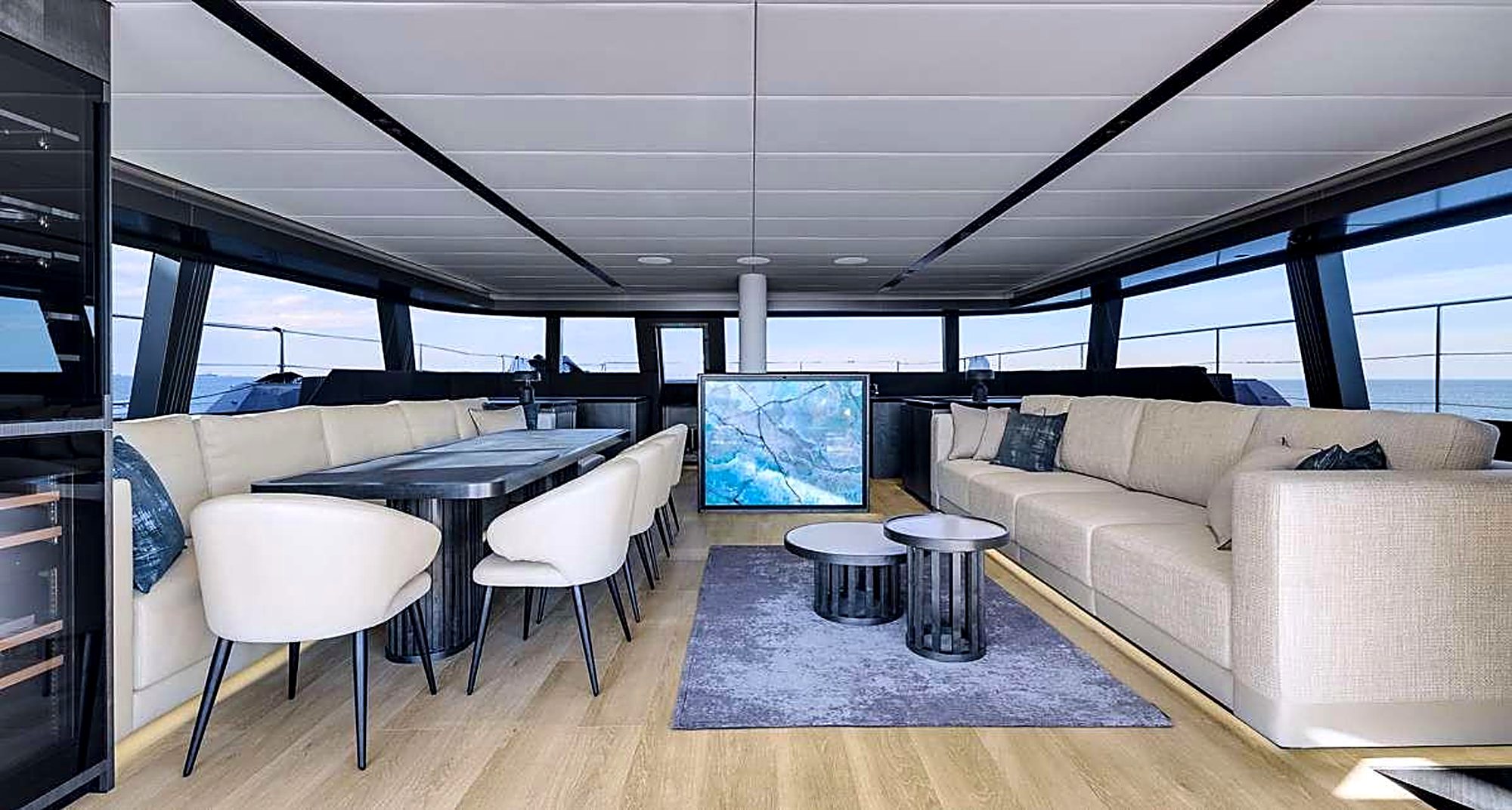 Sunreef 70 AGATA BLU main salon with dining area