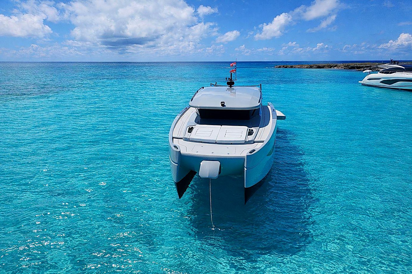 Sunreef Ultima 55 bow-on view